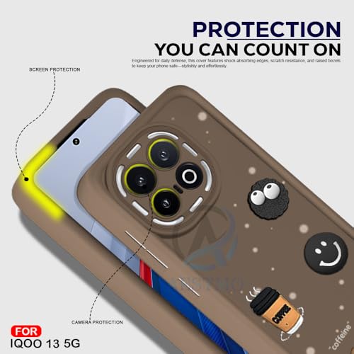 Image of AESTMO Back Case Cover for iQOO 13 5G Cover | Cute Fun Cartoon 3D Ball | Coffee Silicone Case | Full Body Protection | Camera Protection Back Cover for iQOO 13 5G (Brown)