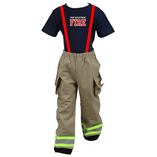 Personalized Firefighter Toddler Tan 2Pc Outfit (3T)