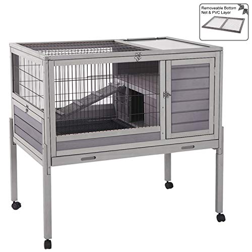Aivituvin Rabbit Hutch Indoor and Outdoor [Upgrade Version] 39.7" Bunny Cage with Deep