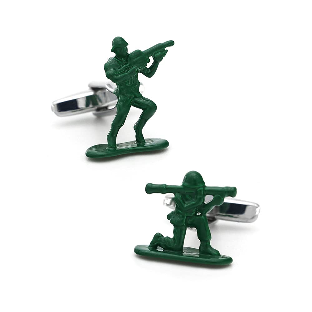 Cool Contra Cuff Links For Men Cartoon Soldiers Counter Strike Design Brass Material Green Color Cufflinks, Portable and good-looking cufflinks
