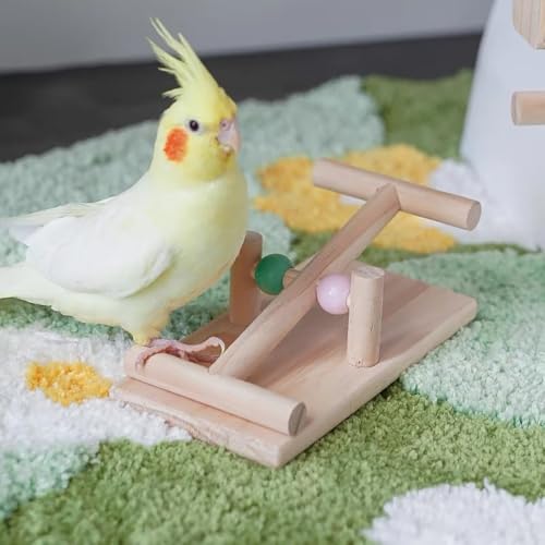 Image of Seesaw for Birds Wooden Balance Toy for Cockatiels Lovebirds Parakeets Tabletop Bird Play Exercise Training Tool Anxiety Relief Bird Accessories Toys