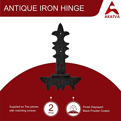 Akatva T Hinge Set - 2 Piece Gate Hinges For Wooden Fences Heavy Duty - Barn Hinges For Doors - Black Hinges – Hinges For Shed Door - Door Hinges Black Matte - Hinges Outdoor - Fence Strap Hinge Set #TOP6
