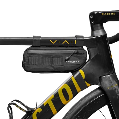 ALMSTHRE Compact Bike Frame Bag – Midnight Black | Weather-Resistant, Waterproof Zippers & Dual-Sided Access for Road, MTB, and Ebike Frames