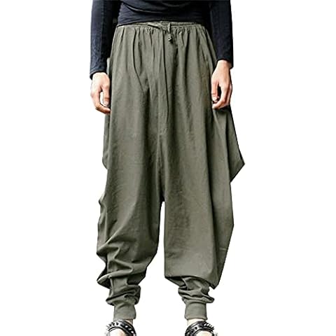 Pantalones harén para Hombre de algodón y lino de Talla Grande Cover