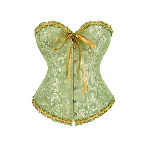 Corset sexy rétro en dentelle vert clair XS - Style victorien romantique