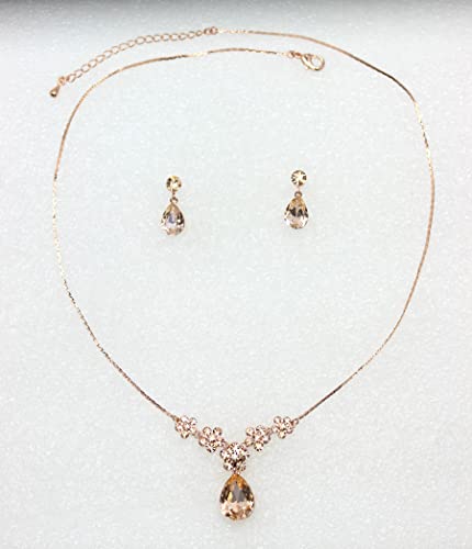 Image of Faship Gorgeous Rhinestone Crystal Floral Necklace Earrings Set