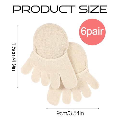 6 Pairs Toe Topper Socks Women, Invisible Toe Socks for Women, Non-Slip Five Toes Forefoot Pads, Half Sock for Heels to Relief Pain (Black and Light Khaki)2