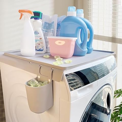 Mofason Washer and Dryer Covers for The Top, Silicone Washer Dryer Top Protector Laundry Room Accessories - Waterproof Dryer Top Protector Mat for Laundry Kitchen and Home - Slate Gray Cover