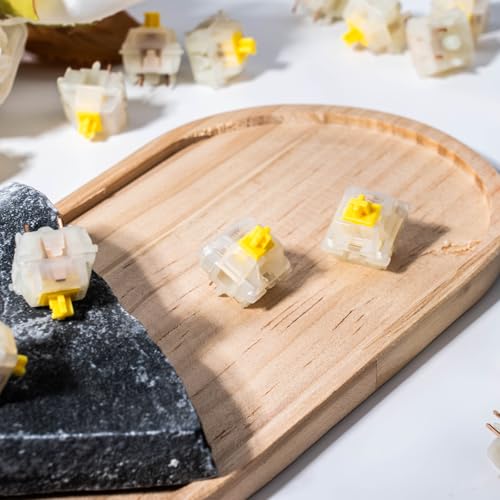 GATERON Interruptores de teclado Pro amarelo leitoso, KS-3X1 Linear RGB LED pré-lubrificado com 5 pi