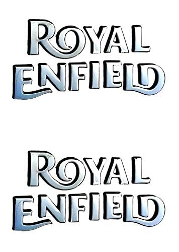 VTRUST Petrol Tank Monogram Sticker Compatible for Royal Enfield Classic 350, Classic 500, Electra, Standard & Chrome Models | Chrome Fuel Tank Logo Emblem Decal | Set of 2