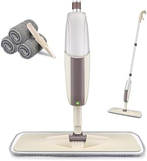 HOMTOYOU Spray Mop For Floor Cleaning,Microfiber Floor Mop With Refillable Spray Bottle&2 Washable Pads,Flat Mop For Home Kitchen Hardwood Laminate Wood Ceramic Tiles Floor Cleaning (2 Pack Mop Pads)