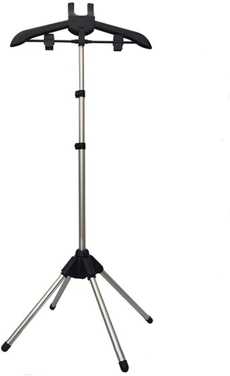 Luumerser Foldable Garment & Clothes Drying Rack,Adjustable Height,Handheld Hanging Ironing Machine Hanger Steam Ironing Machine Accessories Bracket (Black)