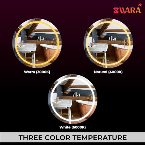Image of Round Wall Mounting Mirror with Light |Bathroom,Venity and Smart Mirror Size 24X24 inch| LED Mirror 3 Tone (Cool, Natural, Warm).