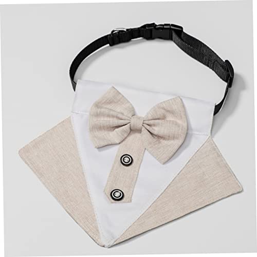 Pañuelo y Collar con Pajarita Elegante para Perros Khaki XL miniatura 3