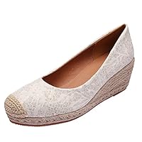 Générique Chaussures Femme Compensées Sandales Confort Femme paillettes haut talon espadrilles chaussures pompes sans lacet pour décontracté fête mariage Sandale Confortable (Beige, 38)