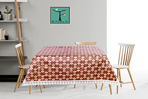 Image of The Furnishing Tree Waterproof Square Shaped Upto 6 Seater Printed Dining Table Cover Size 72x72 inches with White Border Lace