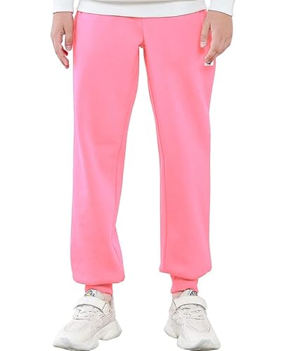 Jiahong Kids Fleece Sweatpants Soft Brushed Joggers Pants Drawstring Casual Plain Sweatpants For Boys Or Girls 3-12Y(Pink, S(5-6Y) #TOP15