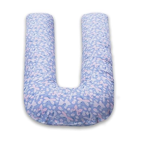 Image of COOZLY U Shaped Pregnancy Pillow | Maternity Pillow | 100% Cotton Removable Covers| Premium PregnoCare Fibres (U Super Premium, ButterflyGrey)