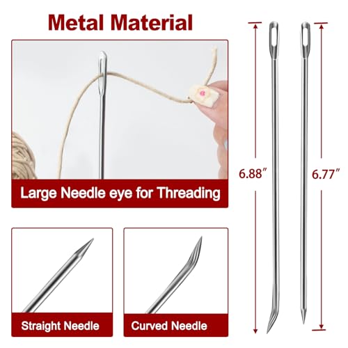 ofargo meat trussing needles roasting trussing needles for lacing roast turkey chicken pork skin whole hog lamb and rotisserie pig 3pcs curved needles and 3pcs straight needles 6pcs in all