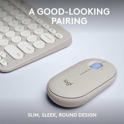 Image of Logitech Pebble 2 Combo, Wireless Keyboard and Mouse, Quiet and Portable, Customisable, Logi Bolt, Bluetooth, Easy-Switch for Windows, macOS, iPadOS, Chrome - Tonal Sand