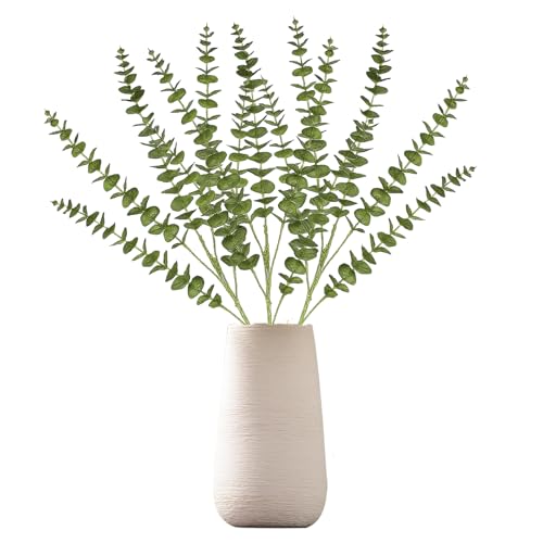 3 Articles Eucalyptus Artificiel Branches d'Eucalyptus Artificiel 78cm Plantes en Plastique Vertes Un total de15 succursales Eucalyptus Séché pour Les Mariages Les Jardins Les Décorations de Bureau