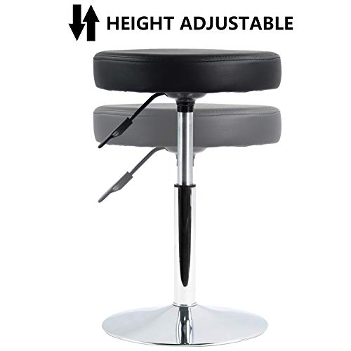 Furwoo Round Vanity Stool Pu Leather Height Adjustable Shop Stool Swivel Counter Stool Office Stool Chair Spa Salon Stool Manicure Stool Tattoo Stool Small(Black) #TOP4