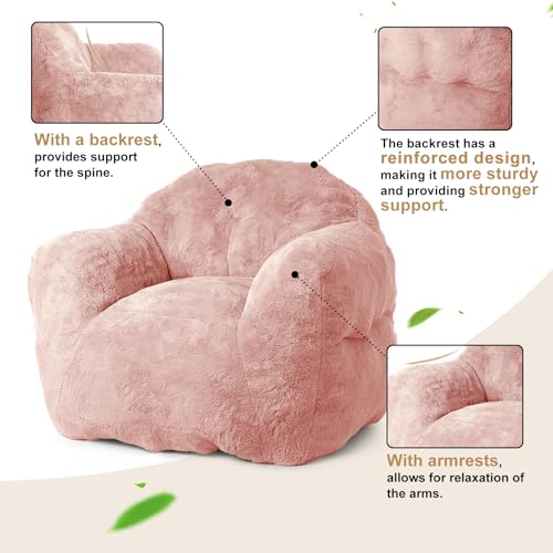 Image of GarveeHome Bean Bag Chair with Filler, 51 inch Giant Bean Bag Sofa for Adults Kids, Soft Cozy Large Beanbag Sofa Chair with Armrests for Living Room Bedroom, Pink
