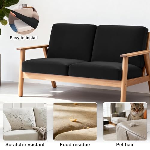 Image of BIETYONE 4Pcs Patio Stretch Cushion Covers,Outdoor Sofa Replacement Cover Slipcovers for Patio Furniture Cushion Covers, Washable Reusable Furniture Protector
