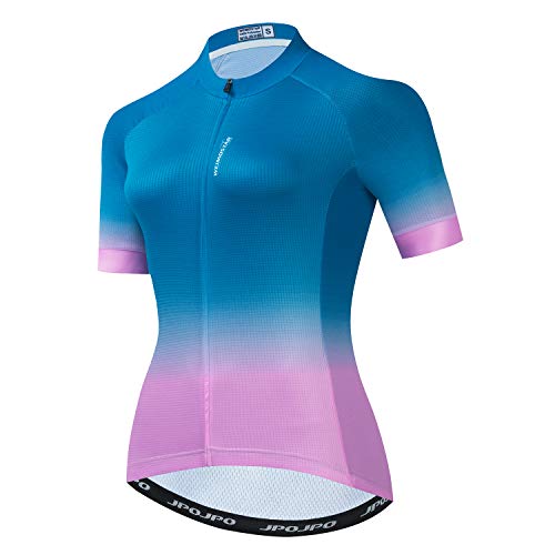 Cycling Tops Women Triathlon top Women MTB Road Biking Shirt Bicycle Short Sleeve Outfit Clothes Blue-Pink XXL