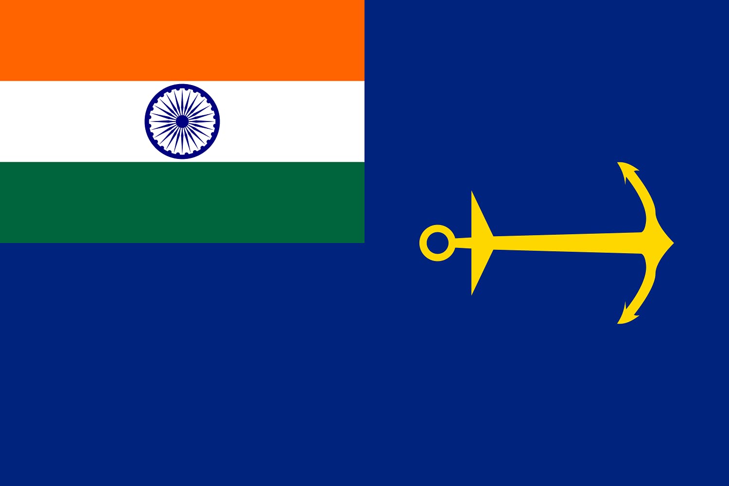 Drapeau Large Government Ensign of India pavillon national format paysage