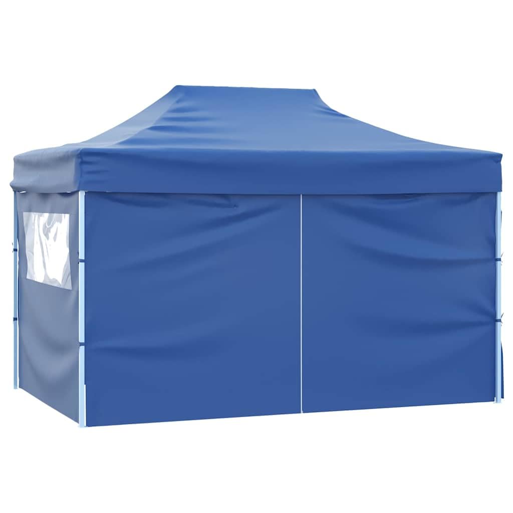 Gazebo pieghevole professionale con 4 pareti in acciaio blu, 3 x 4 m, per
