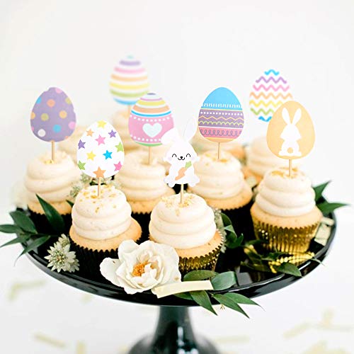Easter Cupcake Topper Bunny Cupcake Toppers Easter Egg Cupcake Topper Rabbit Easter Party Cake Topper Decorations (30Pcs) #TOP7