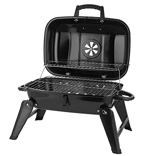CUSIMAX Charcoal Grill, Portable Grill BBQ and Smoker with Lid Folding