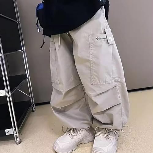 Boys Baggy Cargo Pants Casual Loose Fit Parachute Pant Fashion Harem Joggers Sweatpants with Pockets 4-5 Years 05 Khaki3