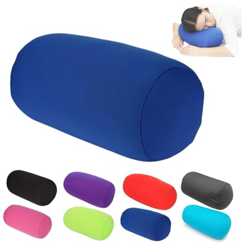 Tube Microbead Bolster Pillow 2025 Travel Essentials Body Cushion Cylinder Bean Bag Throw Pillow Neck Arm Back Support for Plane Car Travel Office Home Sleeping neck pillows (Blue)