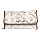 Giulia Pieralli Damen XL Long Format Geldbörse Portemonnaie mit Geschenkbox Geschenkidee für Frauen All-Over Muster Monogramm (Bianco-Caffe (Weiss-Braun))