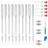 Hoiny 100 Pcs Universal Sewing Machine Needles, 5 Size Needles with Bobbin, Needle Threader, Ripper, Compatible with Singer Brother Janome (HAX1 65/9,75/11,90/14,100/16,110/18)