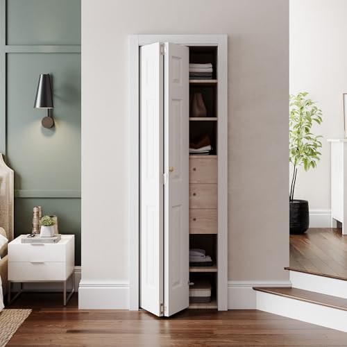 SMARTSTANDARD 24" x 80" Paintable Bifold Door, 3-Panels Closet Doors with Hardward Kits, White Primed Surface Ready for Painting, 23 2/5" x 78 2/5", Elegant Molded Design, Easy Installation