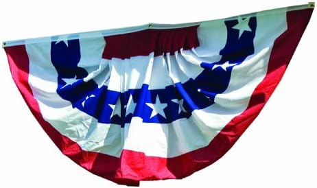 3x6 Ft Windstrong Deluxe (Double Sided) US American Flag Bunting Half Fan Fully Pleated Cotton Blend Made in The USA