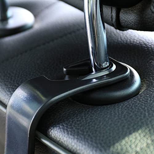 Amooca Car Seat Headrest Hook 4 Pack Hanger Storage Organizer Universal for Handbag Purse Coat Universal fit Vehicle Car Black with Buckle - Thumbnail 6