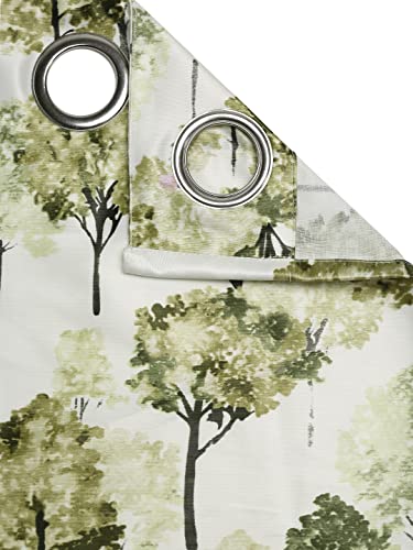 Image of Swayam 90% Blackout Polyester Window Curtain for Living Room & Bedroom | 5 Feet | Room Darkening Curtain with Eyelets | Pack of 1 | Floral Design - Green & White
