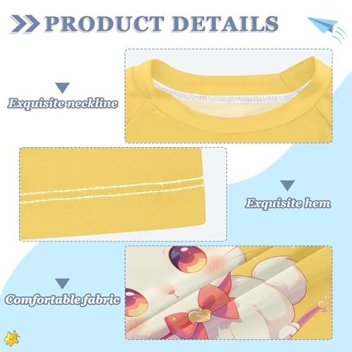 Cartoon Rabbit Yellow Kids Bathing Suit Sun Protection Activees Swimwear Beach Tops 3T3