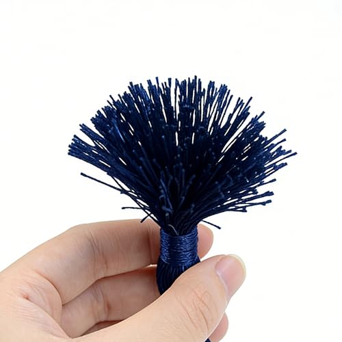 Image of Makhry 20pcs 4.3 Inch Handmade Silky Floss Mini Tiny Craft Tassels with 2-Inch Cord Loop and Small Chinese Knot for Earrings, Souvenir, Bookmarks, DIY Craft Accessory,Tags (Deep Blue)