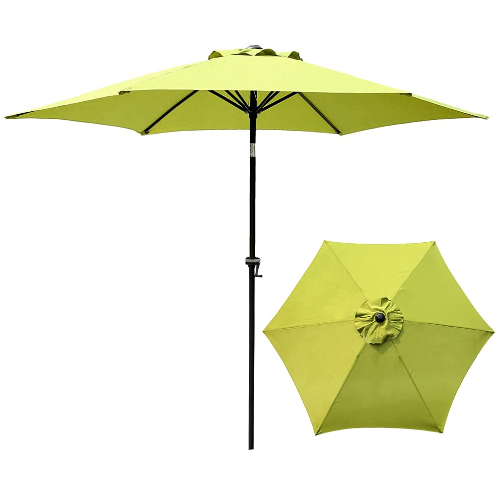 WDSOPK Garden Parasol,2.7M/9ft Round Umbrella,Patio Umbrella,Crank and Tilt Outdoor Sun Shade Market Table Umbrella for Beach/Pool/Balcony,Green