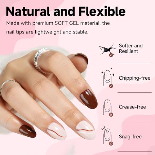 Image of UNA GELLA Oval Round Nail Tips Half Matte 504pcs Short Oval Round Gel Nail Tips Easily Nail Extension for False Fake Acrylic Press On Nails, 12 Sizes Short Gelly Tips