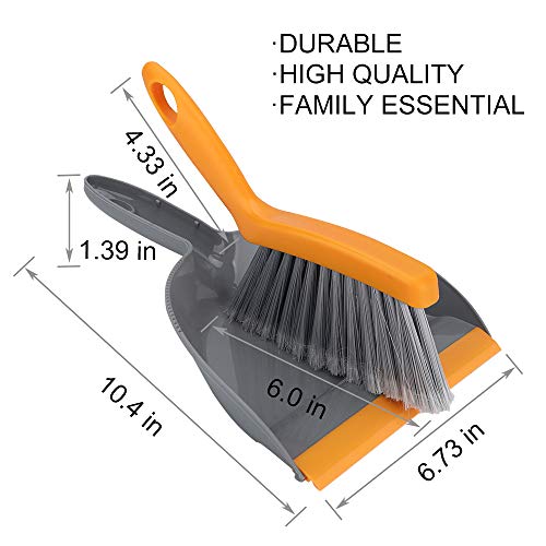 Small Dustpan With Brush Set | Good Grips | Comfortable Use, Orange & Gray, 10" #TOP4