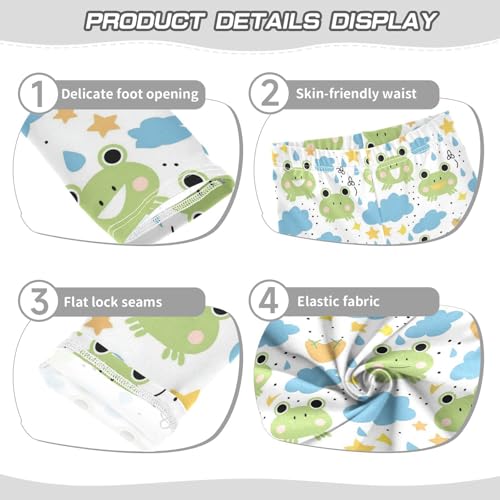 Wusikd Cute Frog Girls' Leggings Toddler Doodles Stars Clouds Kids Yoga Pants Dance Active Tights 4T3