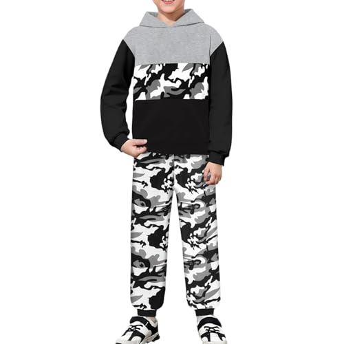 Conjunto de dos piezas con capucha jogger de niño con tejido elástico transpirable modelo #245
