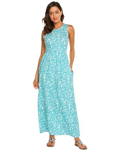 Image of Hount Women's Summer Sleeveless Striped Flowy Casual Long Maxi Dress with Pockets