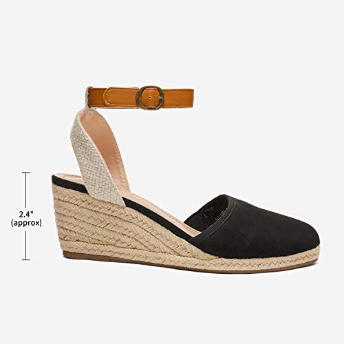 DREAM PAIRS DREAM PAIRS Wedge Sandals for Women, Espadrilles Wedges Closed Toe Sandals with Ankle Strap Black Size 9.5 Amanda-3